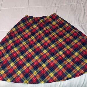 Plaid A-Line Skirt - Red, Yellow, Blue